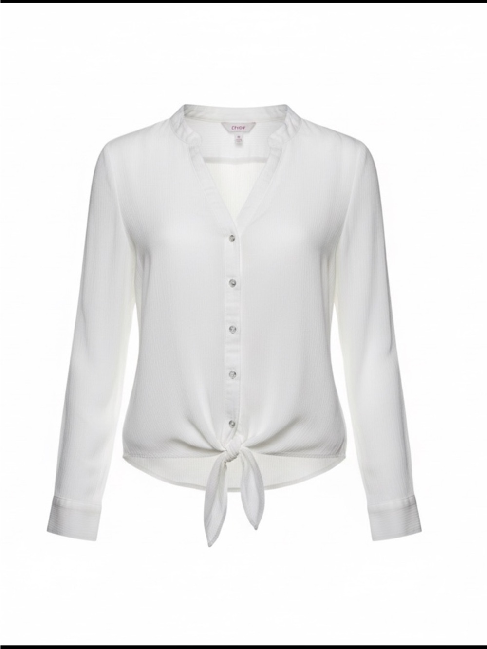 Candie’s White Tie Front Blouse Button Down Sheer Top M